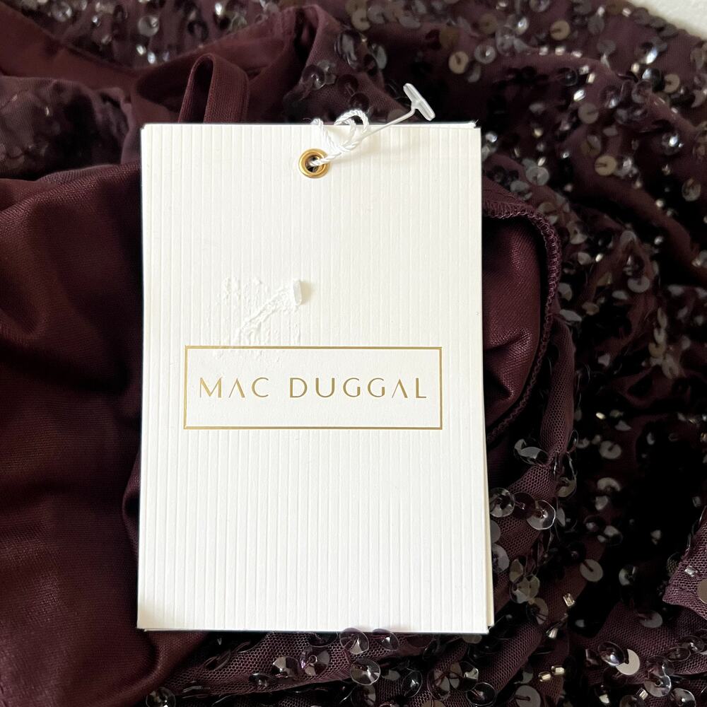 Mac Duggal 10802 Bell Sleeve Sequin Dress size 2 burgundy C10 - Picture 6 of 7